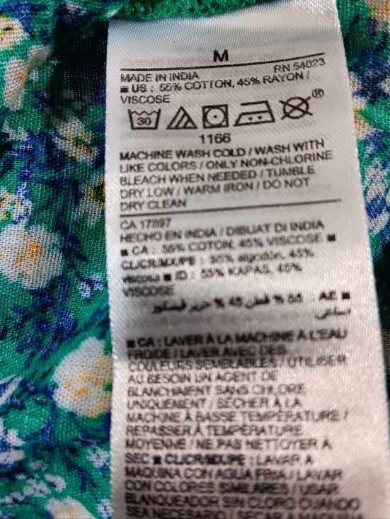 Old Navy Womens Medium Dress Green Floral Puff Sleeve Button Front Midi Tiered - Picture 13 of 14